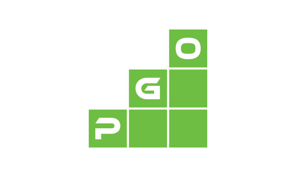 PGO initial letter financial logo design vector template. economics, growth, meter, range, profit, loan, graph, finance, benefits, economic, increase, arrow up, grade, grew up, topper, company, scale