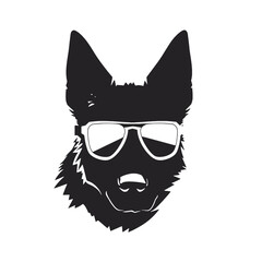 german shepherd dog silhouettes set, dogs silhouettes - vector illustration