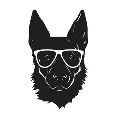 german shepherd dog silhouettes set, dogs silhouettes - vector illustration