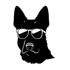 german shepherd dog silhouettes set, dogs silhouettes - vector illustration