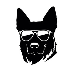 german shepherd dog silhouettes set, dogs silhouettes - vector illustration