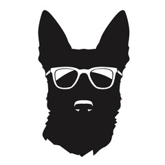 german shepherd dog silhouettes set, dogs silhouettes - vector illustration