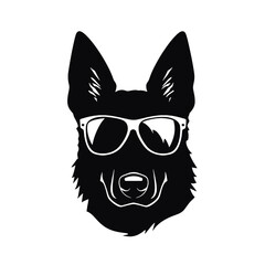 german shepherd dog silhouettes set, dogs silhouettes - vector illustration