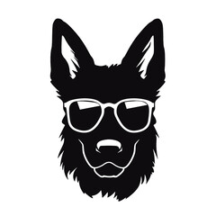 german shepherd dog silhouettes set, dogs silhouettes - vector illustration