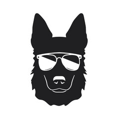 german shepherd dog silhouettes set, dogs silhouettes - vector illustration