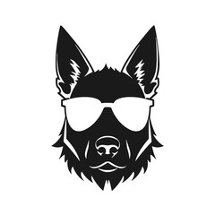 german shepherd dog silhouettes set, dogs silhouettes - vector illustration