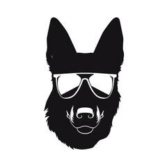 german shepherd dog silhouettes set, dogs silhouettes - vector illustration
