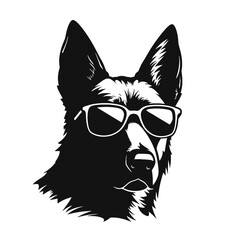 german shepherd dog silhouettes set, dogs silhouettes - vector illustration