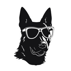 german shepherd dog silhouettes set, dogs silhouettes - vector illustration