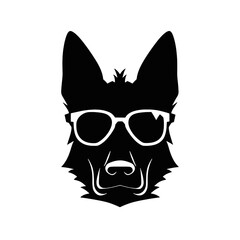 German shepherd dog black and white vector illustrations silhouette set isolated on white background