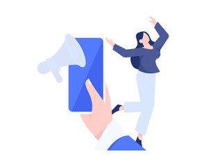 Flat vector illustration of business people operating work scene
