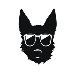 German shepherd dog black and white vector illustrations silhouette set isolated on white background