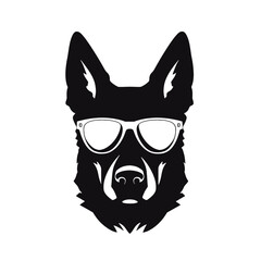 German shepherd dog black and white vector illustrations silhouette set isolated on white background