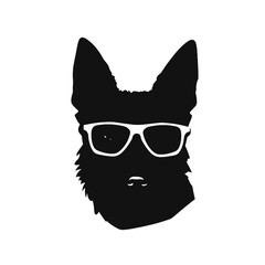 German shepherd dog black and white vector illustrations silhouette set isolated on white background