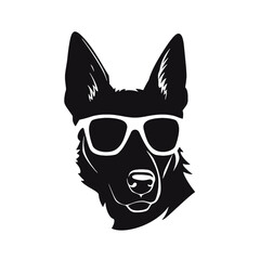 German shepherd dog black and white vector illustrations silhouette set isolated on white background