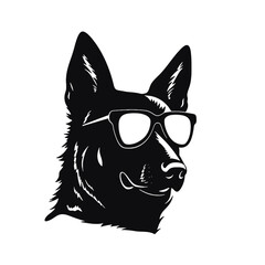 German shepherd dog black and white vector illustrations silhouette set isolated on white background