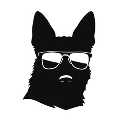 German shepherd dog black and white vector illustrations silhouette set isolated on white background