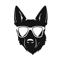 German shepherd dog black and white vector illustrations silhouette set isolated on white background