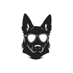 German shepherd dog black and white vector illustrations silhouette set isolated on white background