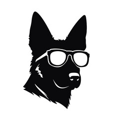 German shepherd dog black and white vector illustrations silhouette set isolated on white background