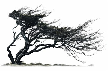 Obraz premium stark yet poetic image of a bare tree in winter, with a cluster of birds perched on its branches like delicate ornaments