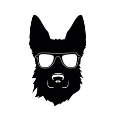 German shepherd dog black and white vector illustrations silhouette set isolated on white background
