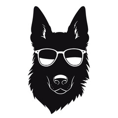 German shepherd dog black and white vector illustrations silhouette set isolated on white background