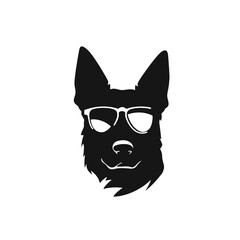 German shepherd Face, Silhouettes Dog Face SVG, black and white German shepherd vector