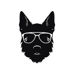 German shepherd Face, Silhouettes Dog Face SVG, black and white German shepherd vector
