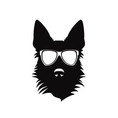German shepherd Face, Silhouettes Dog Face SVG, black and white German shepherd vector