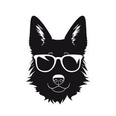 German shepherd Face, Silhouettes Dog Face SVG, black and white German shepherd vector