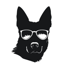German shepherd Face, Silhouettes Dog Face SVG, black and white German shepherd vector