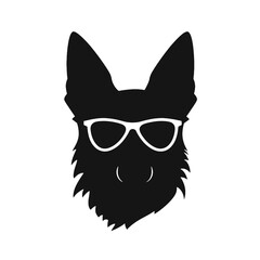 German shepherd Face, Silhouettes Dog Face SVG, black and white German shepherd vector