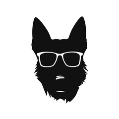 German shepherd Face, Silhouettes Dog Face SVG, black and white German shepherd vector