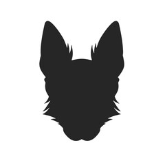 German Shepherd Dog Puppy Portrait. German shepherd  Vector isolated illustration in black color on white background. Aggressive German shepherd dog breed pet.