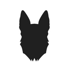 German Shepherd Dog Puppy Portrait. German shepherd  Vector isolated illustration in black color on white background. Aggressive German shepherd dog breed pet.