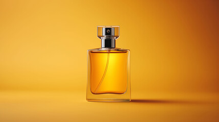 Perfume bottle on a yellow background