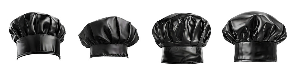 Black chef hat  Hyperrealistic Highly Detailed Isolated On Transparent Background Png File