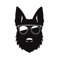 Vector illustration of German Shepherd dog  isolated on white background.