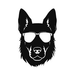 Vector illustration of German Shepherd dog  isolated on white background.