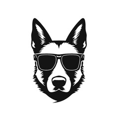 Vector illustration of German Shepherd dog  isolated on white background.