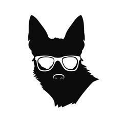 Vector illustration of German Shepherd dog  isolated on white background.