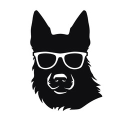 Vector illustration of German Shepherd dog  isolated on white background.