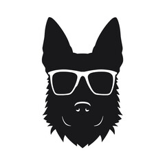 Vector illustration of German Shepherd dog  isolated on white background.