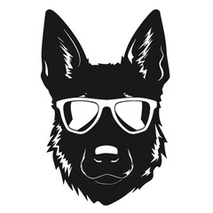 Vector illustration of German Shepherd dog  isolated on white background.