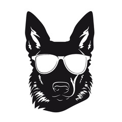 Vector illustration of German Shepherd dog  isolated on white background.