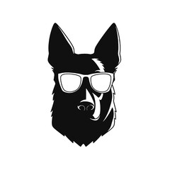 Vector illustration of German Shepherd dog  isolated on white background.