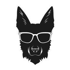 Vector illustration of German Shepherd dog  isolated on white background.