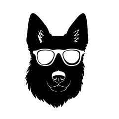 Vector illustration of German Shepherd dog  isolated on white background.