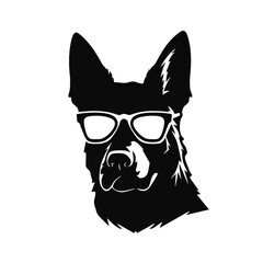 Vector illustration of German Shepherd dog  isolated on white background.